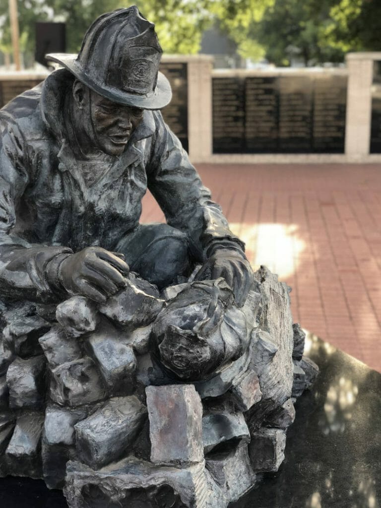 firefighter memorial last call statue memorial plaza wichita ks